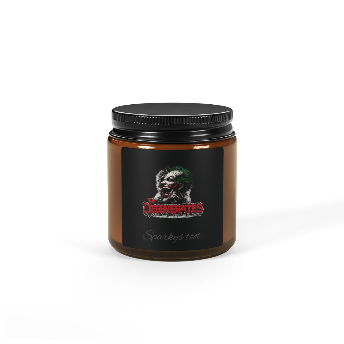 Joker Skull Scented Candle — Amber Jar Soy Candle ("Degenerates")