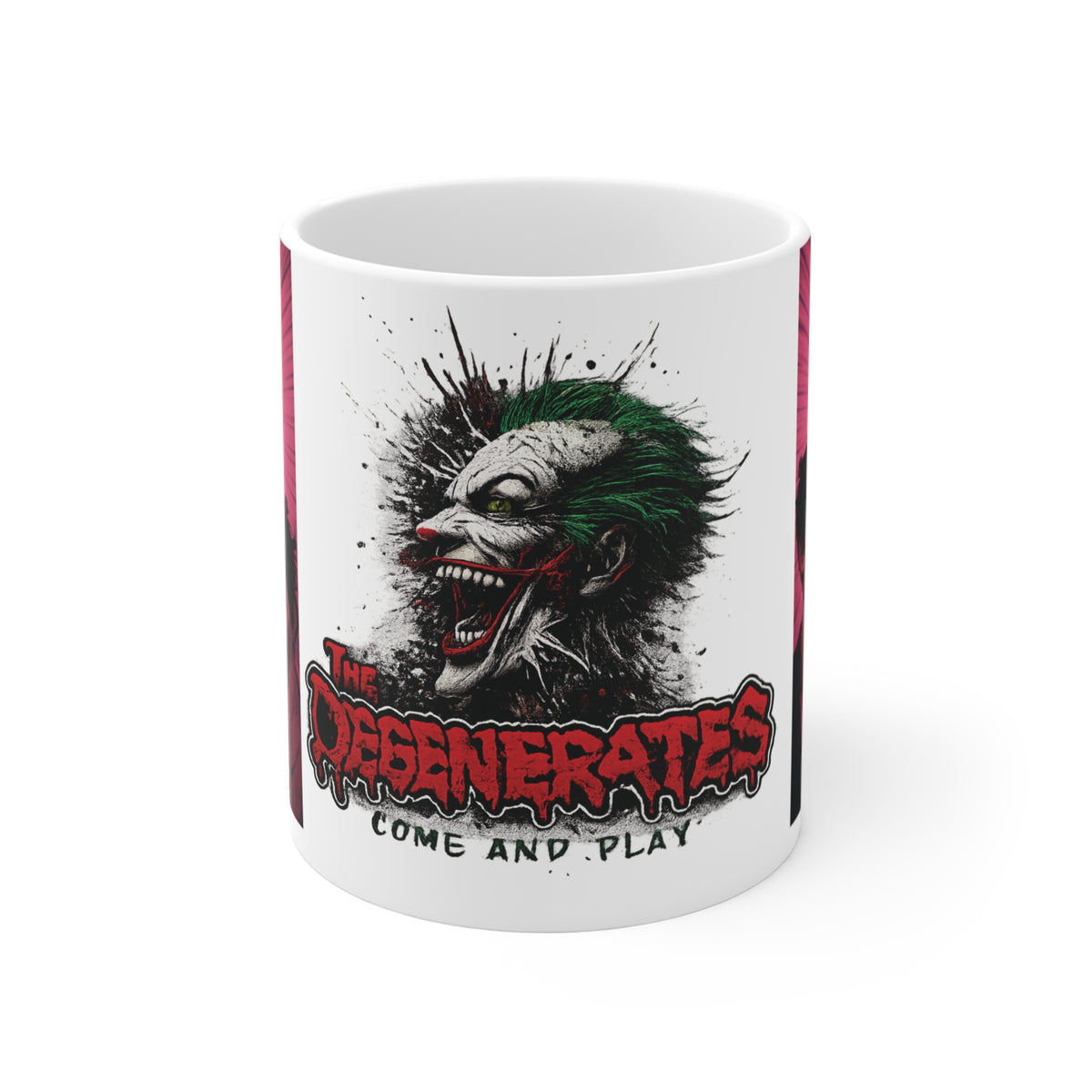 Horror Joker Skull Mug — "The Degenerates" 11oz Coffee Cup
