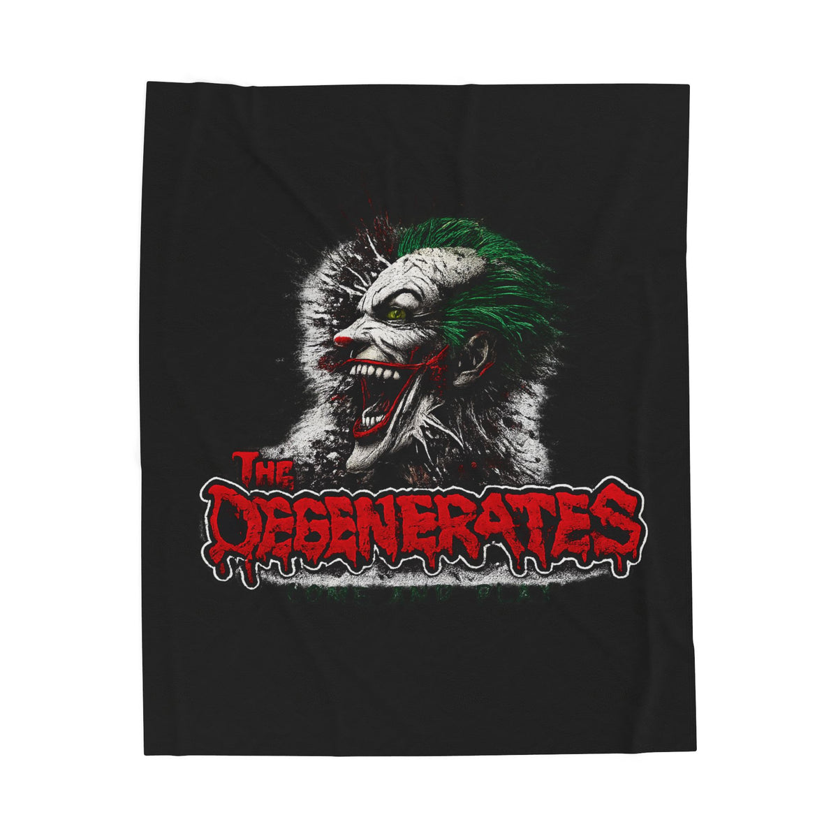 Velveteen Plush Blanket — Horror Joker Skull Design "The Degenerates"