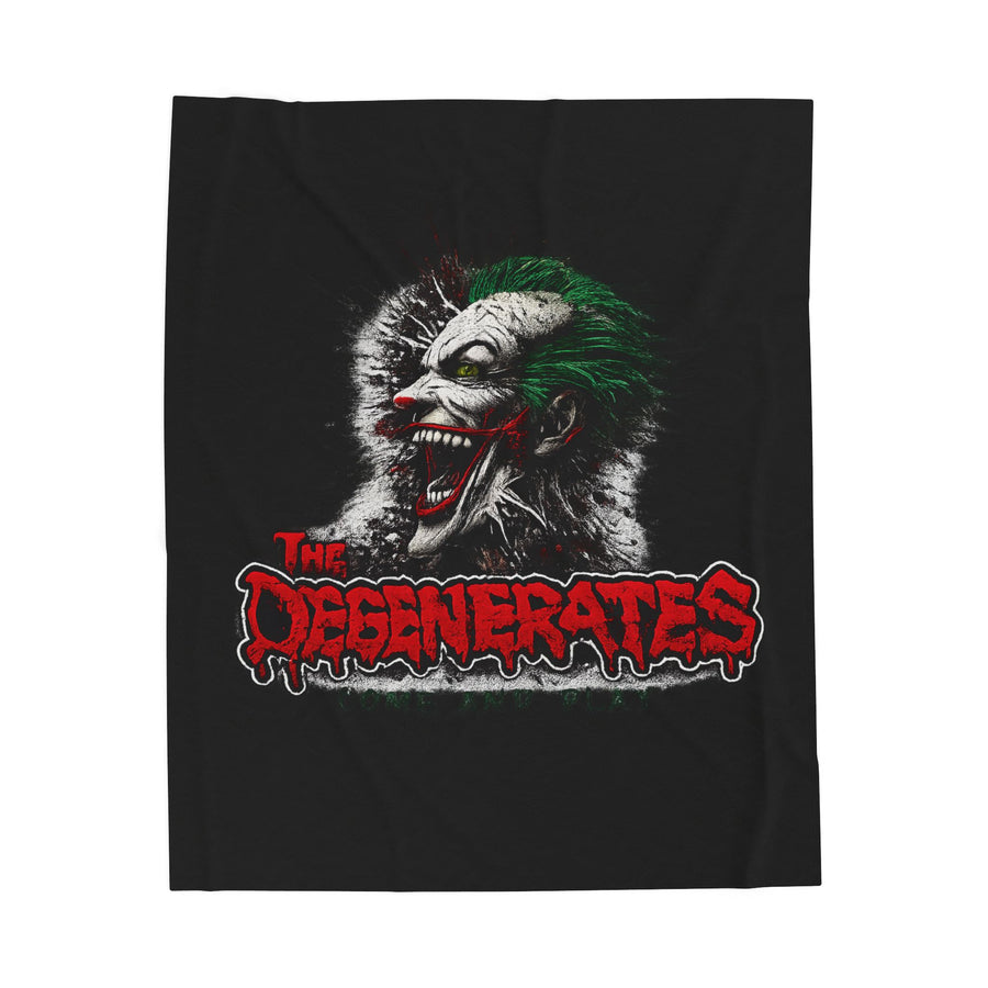 Velveteen Plush Blanket — Horror Joker Skull Design "The Degenerates"