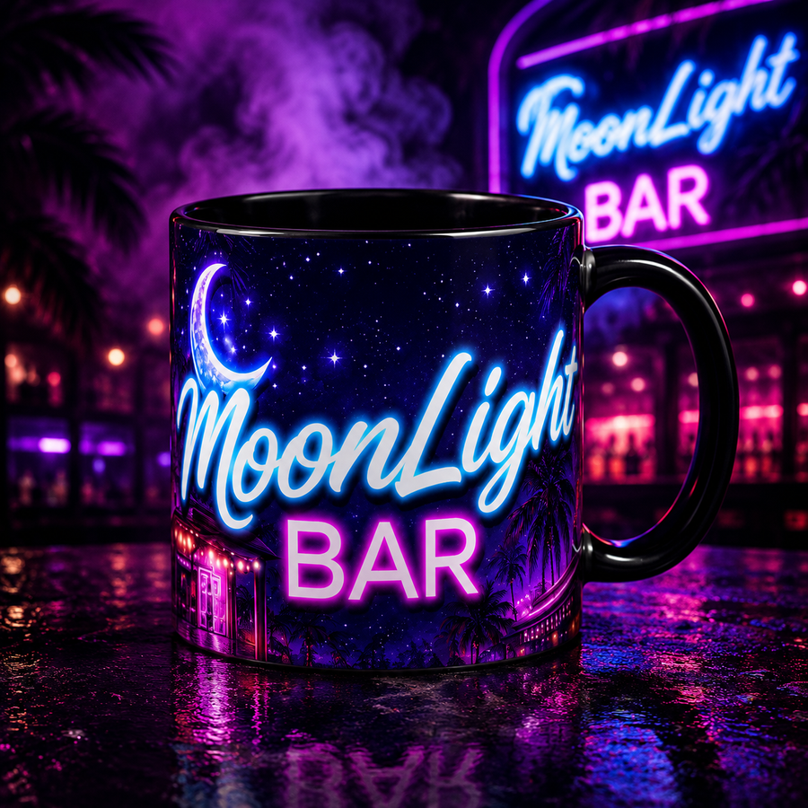 Color-Changing Mug — Moonlight Bar Neon Night Coffee Cup (11oz)