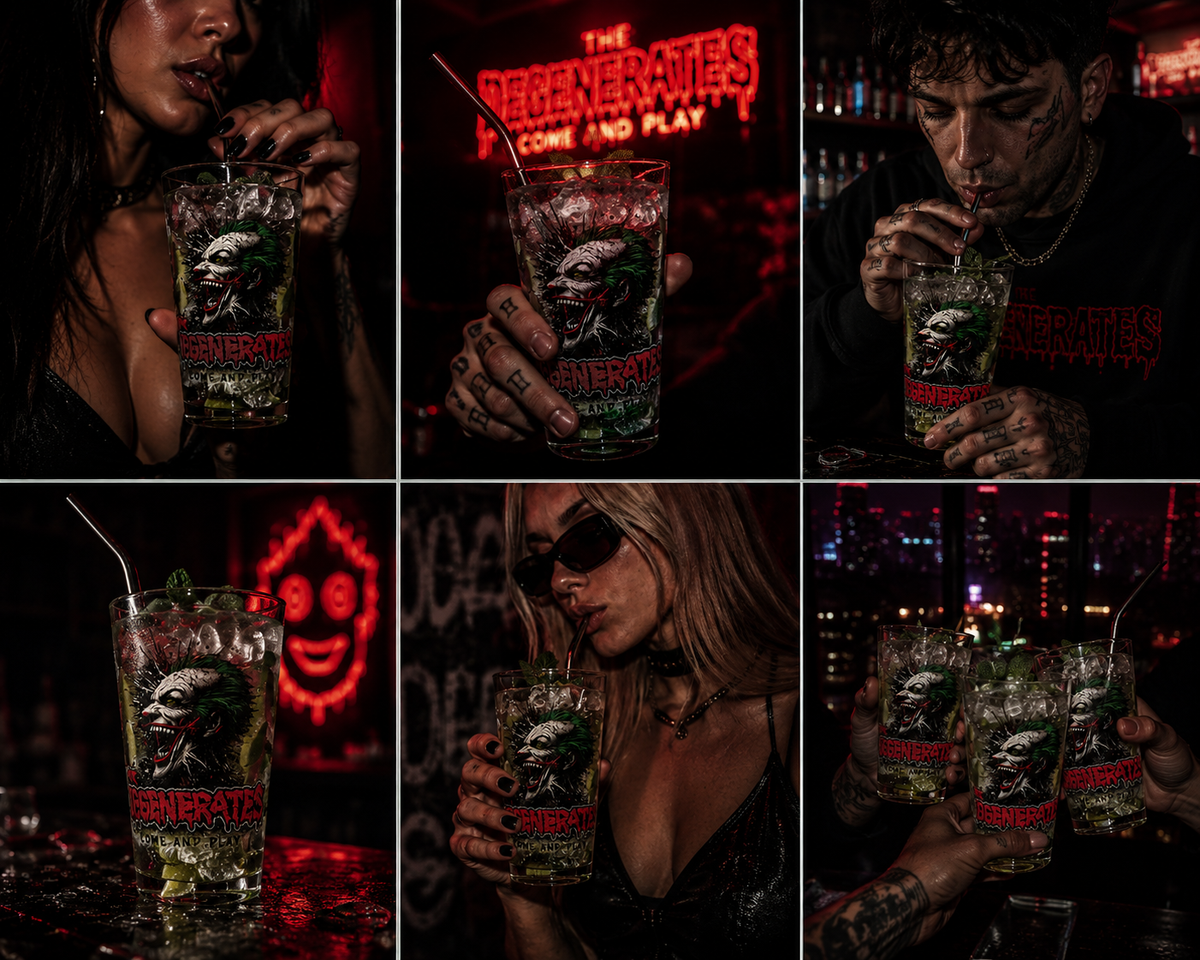Horror Joker Pint Glass — 'The Degenerator' 16oz Beer Glass
